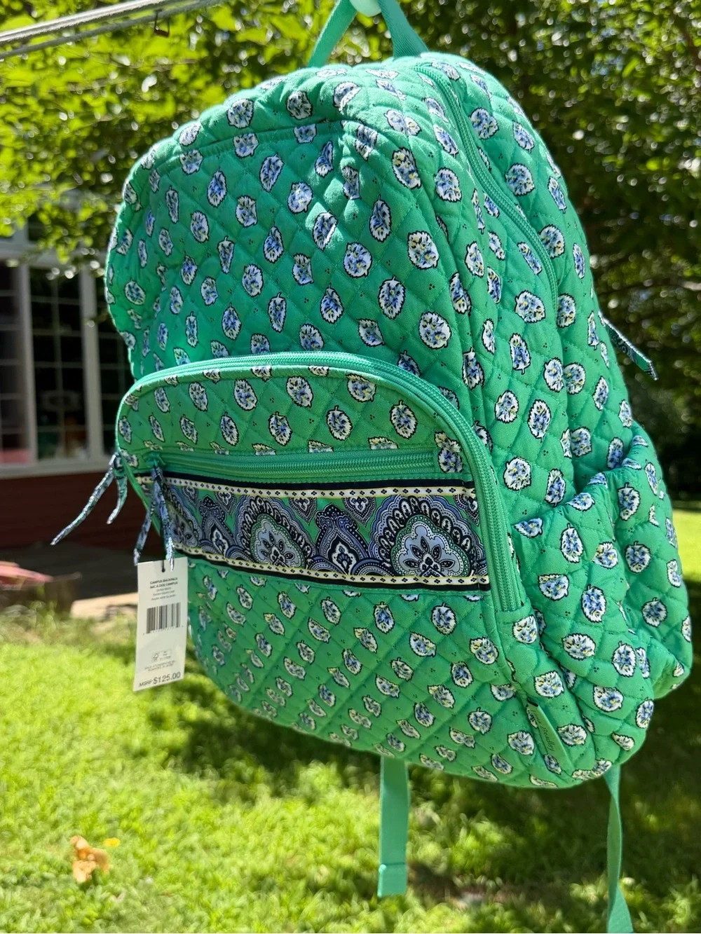 Vera Bradley Campus Backpack Garden Green Leaf NWT